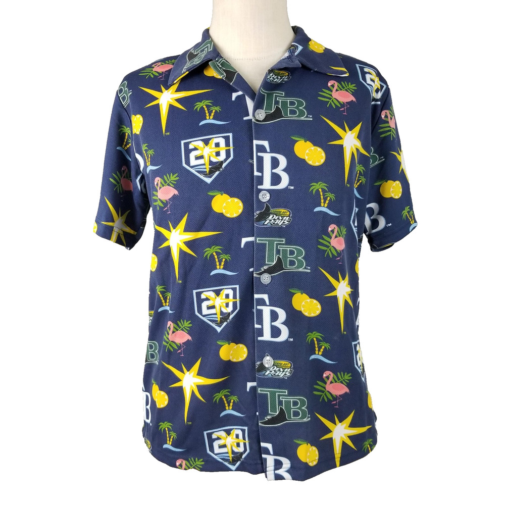 Tampa Bay Rays Shirt Mens Medium MLB Baseball Hawaiian 20th Anniversary Matchup